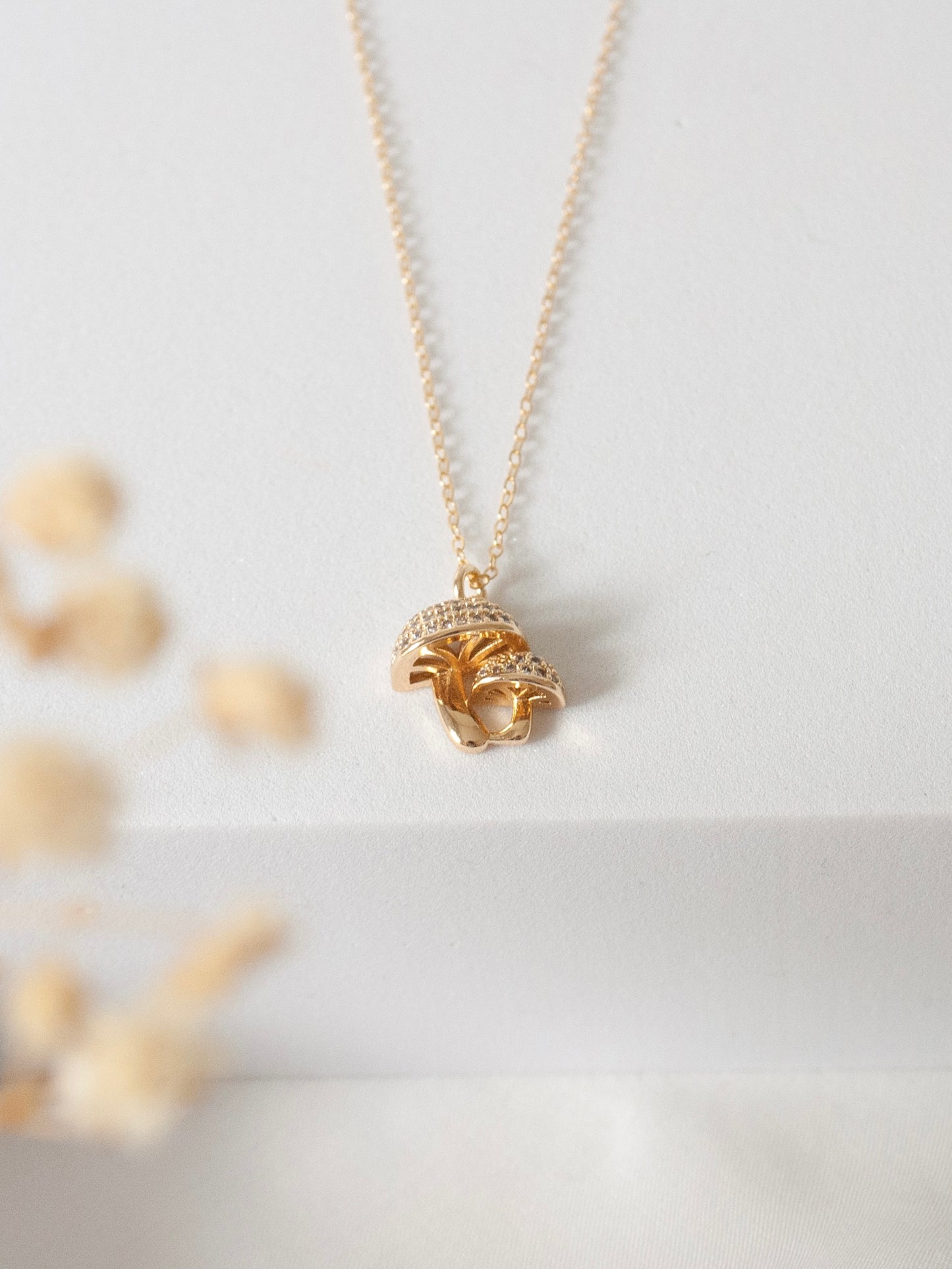 Gold Mushroom Necklace