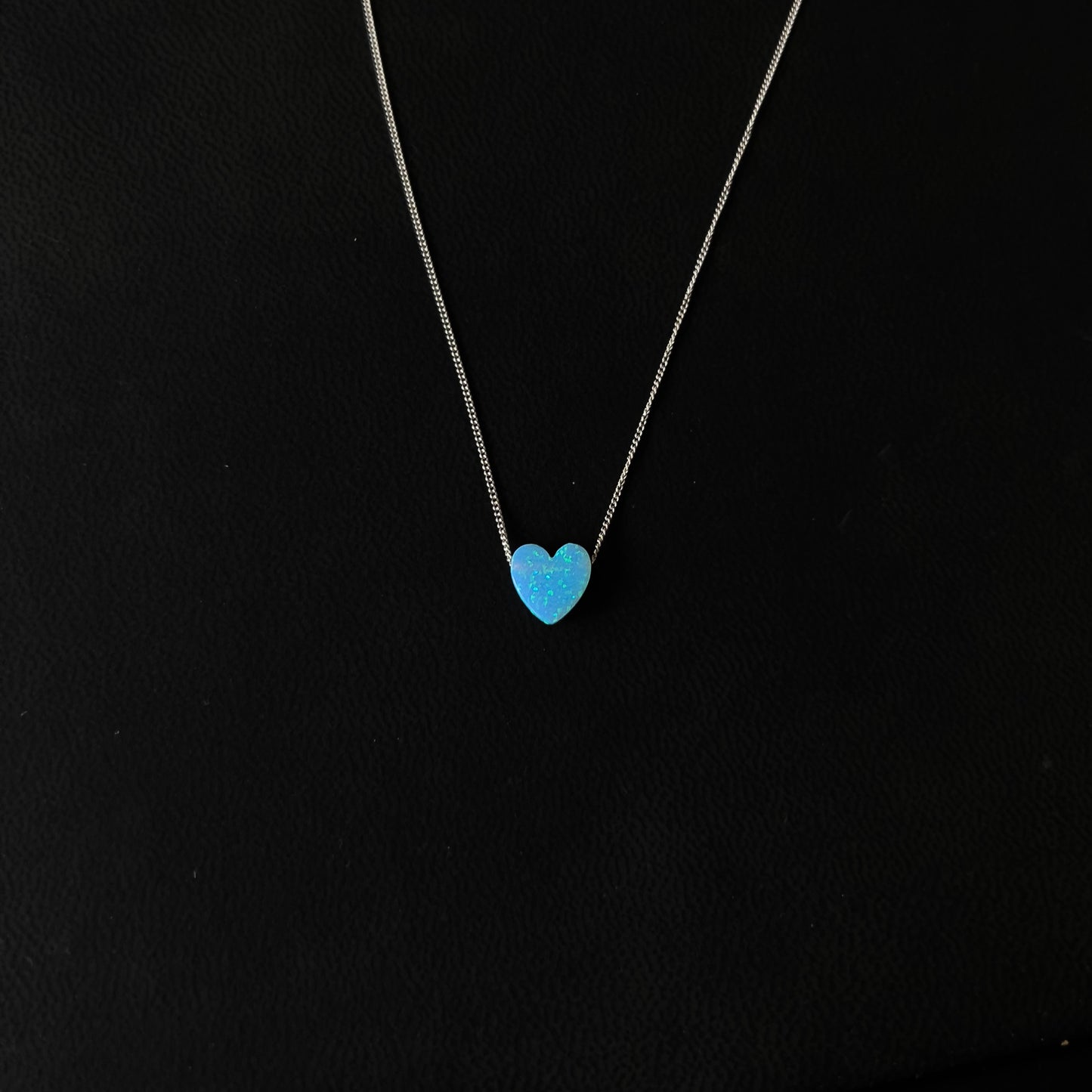 Blue Opal Heart Necklace