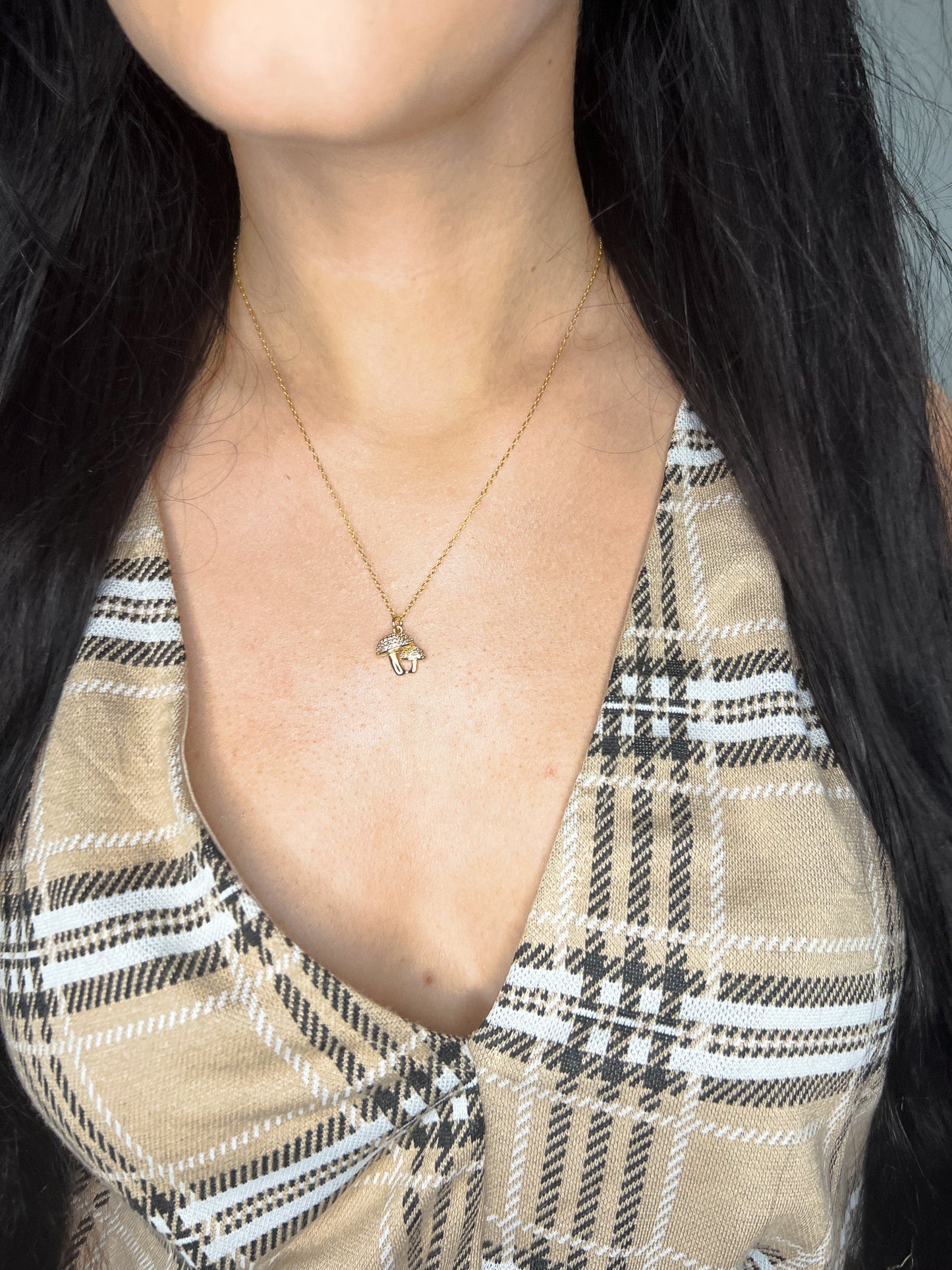 Gold Mushroom Necklace