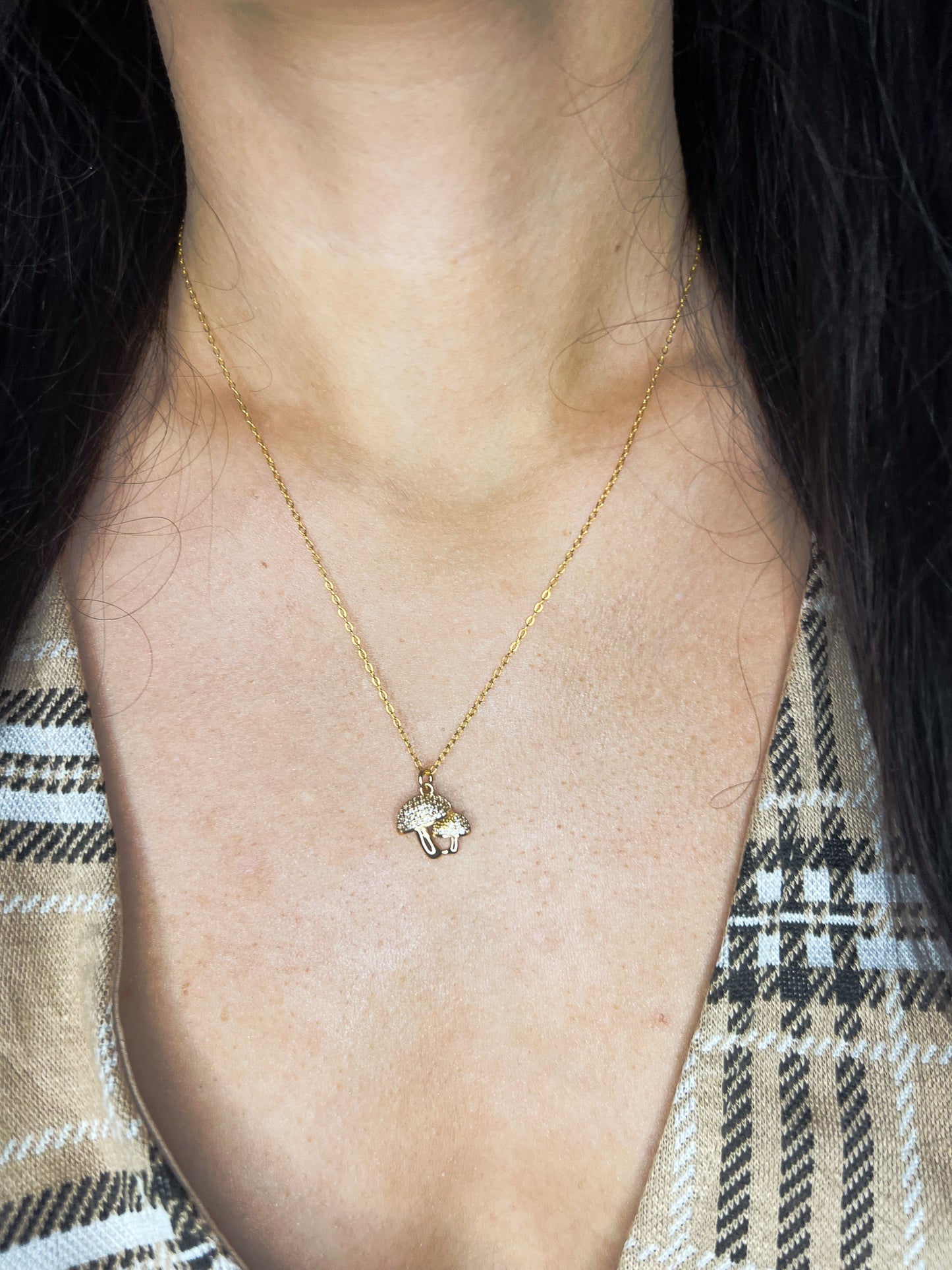 Gold Mushroom Necklace