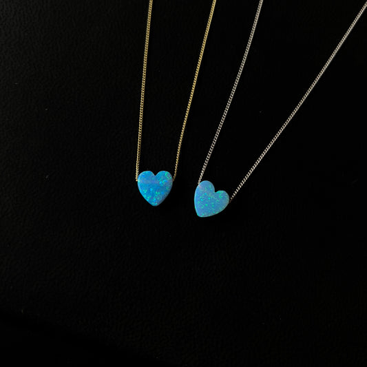 Blue Opal Heart Necklace