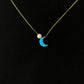 Blue Opal Moon Necklace