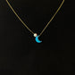 Blue Opal Moon Necklace