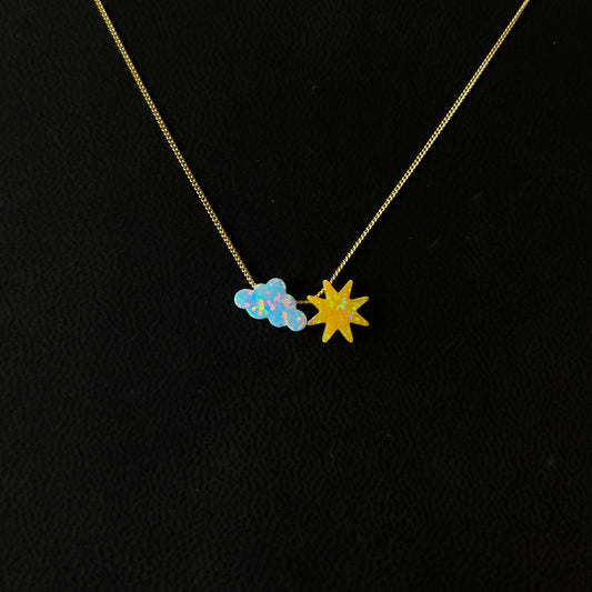 Cloud and Sun Opal Necklace