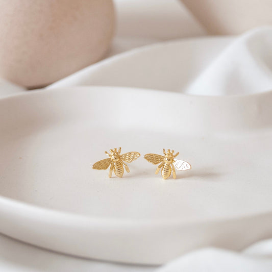 Gold Vermeil Bee Earrings